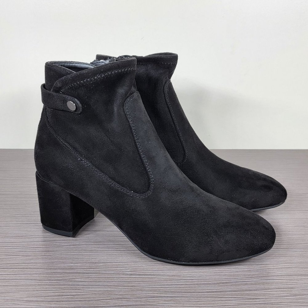 Franco Sarto Nixon Stretch Bootie, Black Suede